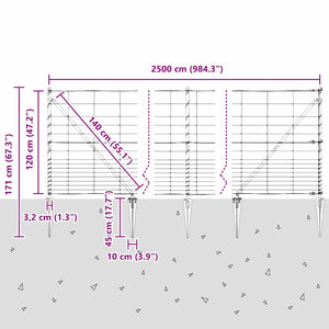 Galvanisierter Zaunpfosten 25 x 1,2 m