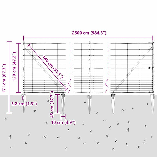 Galvanisierter Zaunpfosten 25 x 1,2 m
