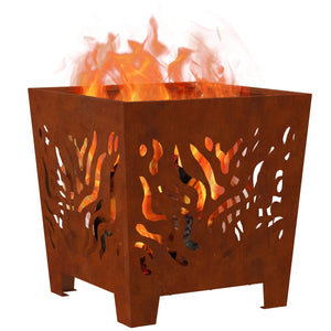 Feuerstelle Braun 40x40 cm aus Wetterfeststahl