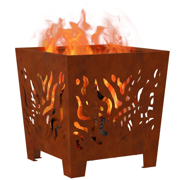 Feuerstelle Braun 40x40 cm aus Wetterfeststahl