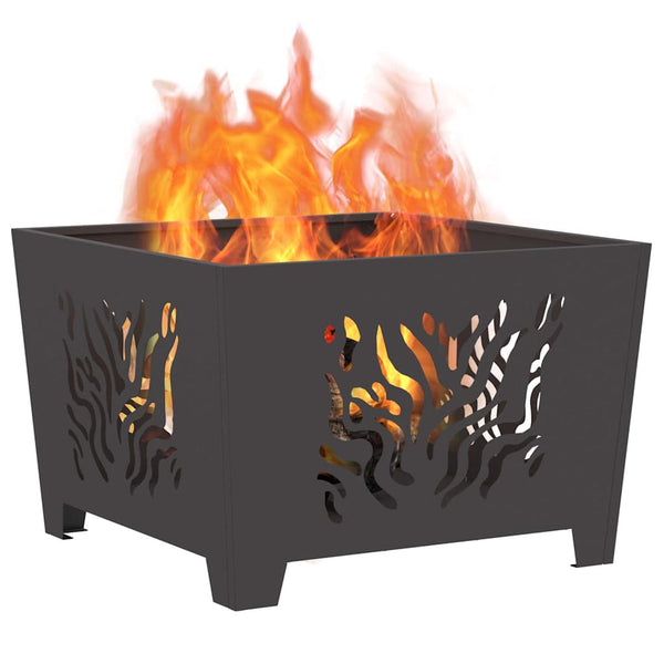 Feuerstelle Schwarz Stahl 60x60 cm