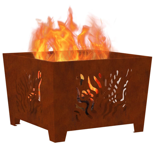 Feuerstelle Braun 60x60 cm Wetterfeststahl