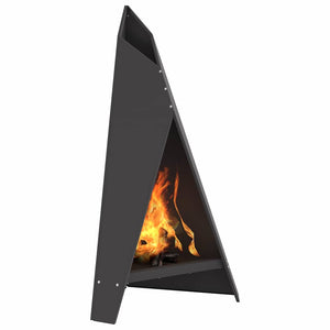 Feuerstelle Schwarz Stahl 58x40x100cm