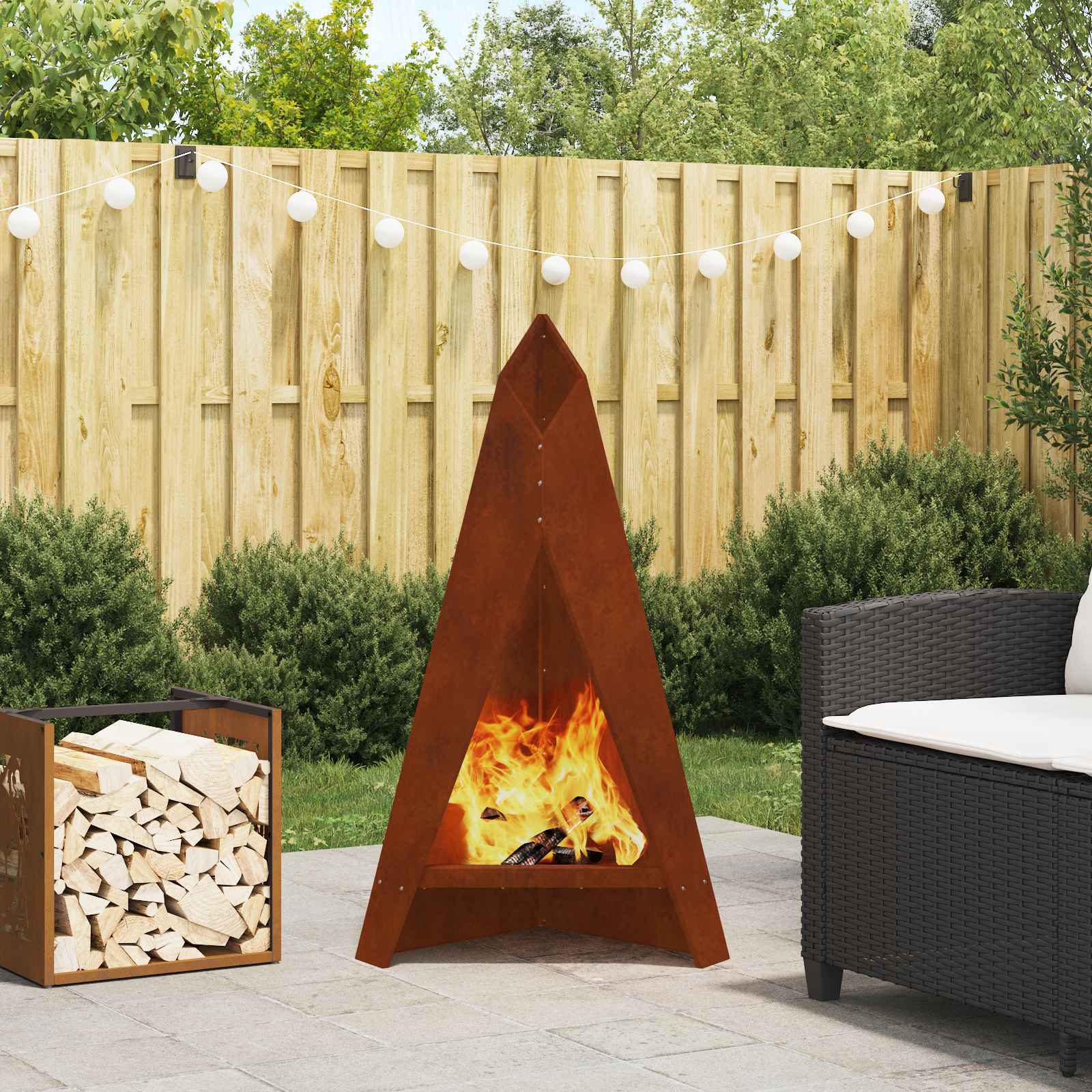Feuerstelle Braun Wetterfeststahl 58x40x100cm