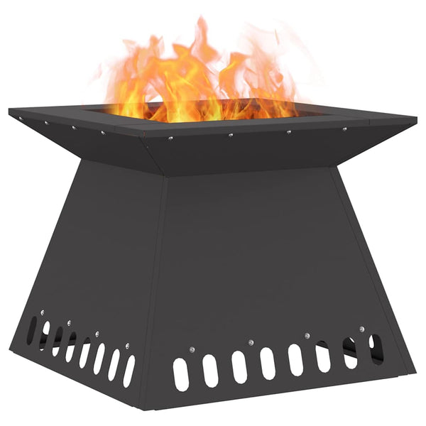 Feuerstelle Schwarz Stahl 48x48 cm