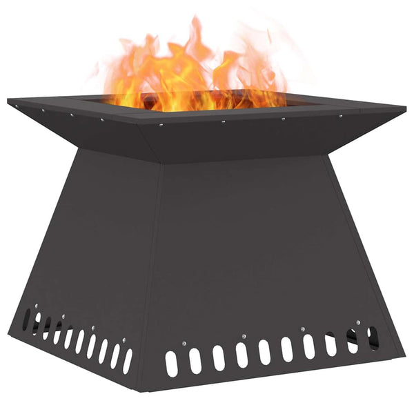 Feuerstelle Schwarz Stahl 60x60 cm