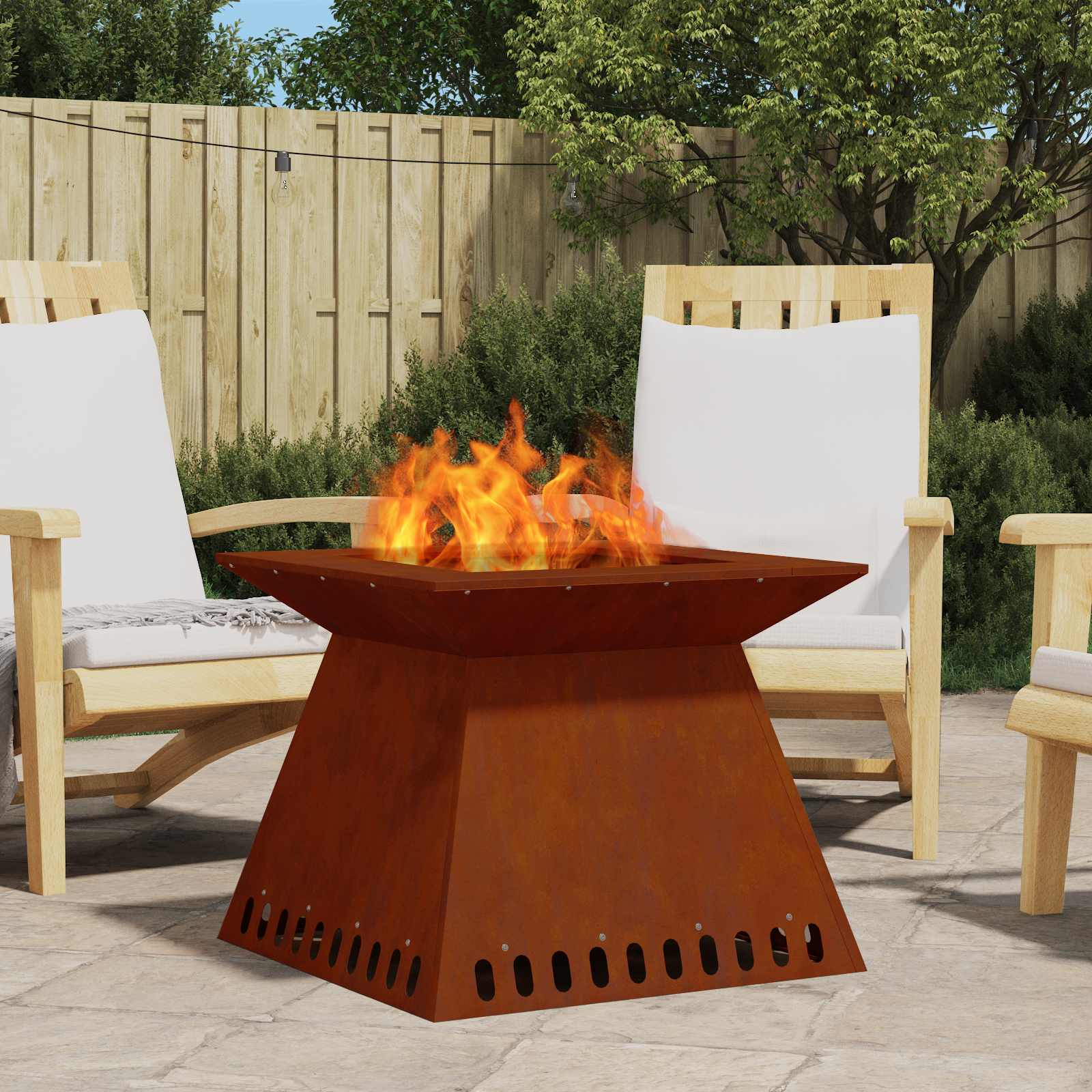 Feuerstelle Braun 60x60 cm Wetterfeststahl