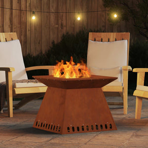 Feuerstelle Braun 60x60 cm Wetterfeststahl