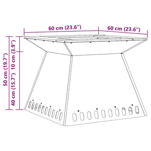 Feuerstelle Braun 60x60 cm Wetterfeststahl