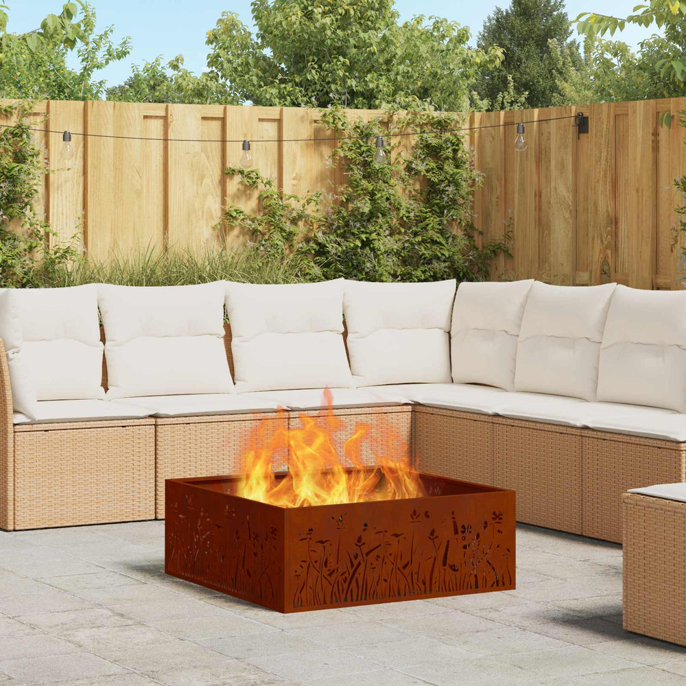 Feuerstelle Braun 80x80 cm Wetterfeststahl