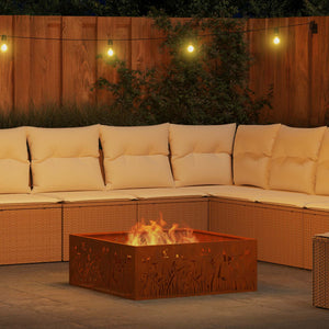 Feuerstelle Braun 80x80 cm Wetterfeststahl