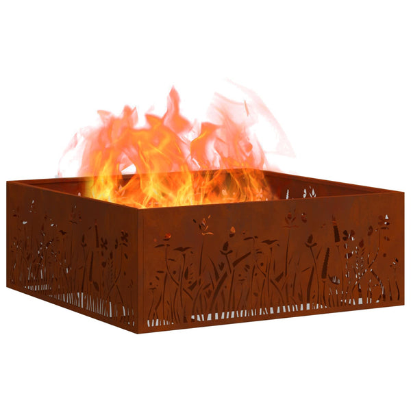 Feuerstelle Braun 80x80 cm Wetterfeststahl