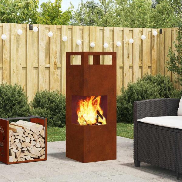 Feuerstelle Braun Wetterfeststahl 35x35x100cm