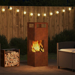 Feuerstelle Braun Wetterfeststahl 35x35x100cm