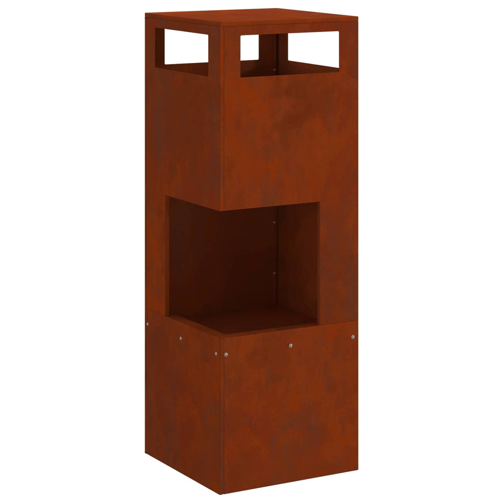 Feuerstelle Braun Wetterfeststahl 35x35x100cm