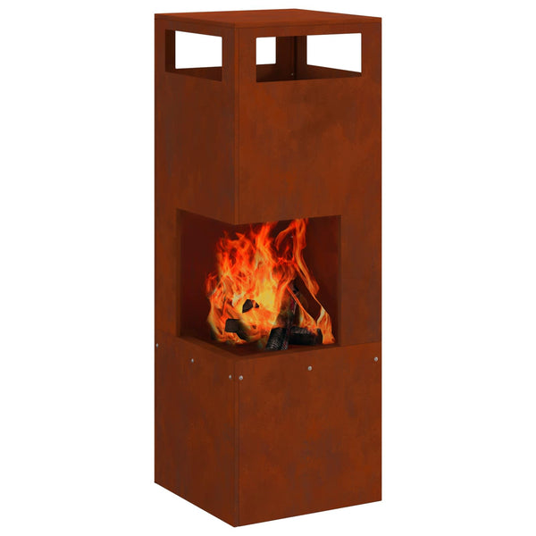 Feuerstelle Braun Wetterfeststahl 35x35x100cm