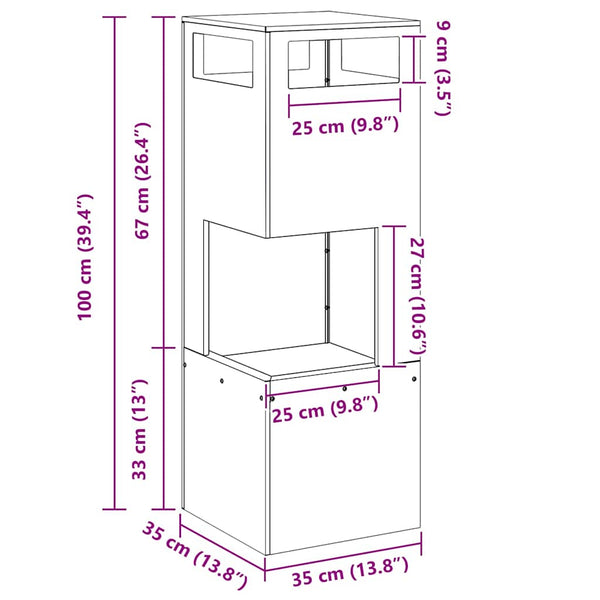 Feuerstelle Braun Wetterfeststahl 35x35x100cm