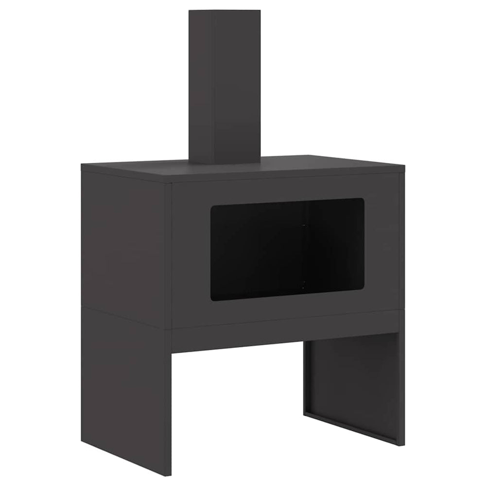 Feuerstelle Schwarz Stahl 60x40x96cm