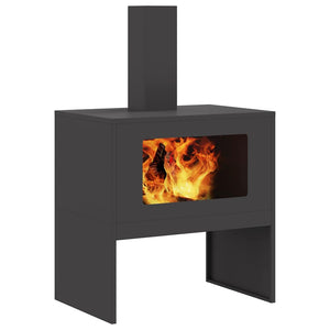 Feuerstelle Schwarz Stahl 60x40x96cm