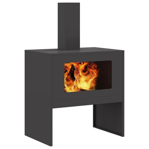Feuerstelle Schwarz Stahl 60x40x96cm
