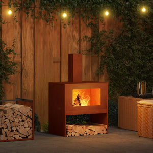 Feuerstelle Braun Wetterfeststahl 60x40x96cm