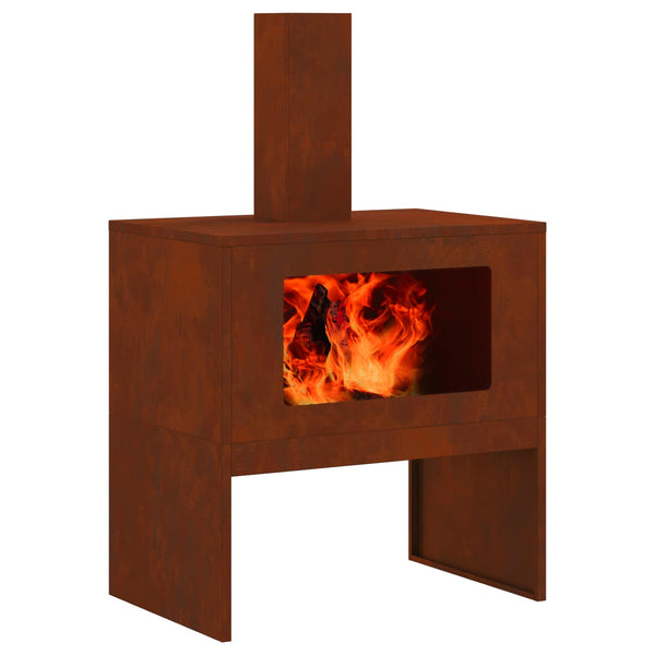 Feuerstelle Braun Wetterfeststahl 60x40x96cm
