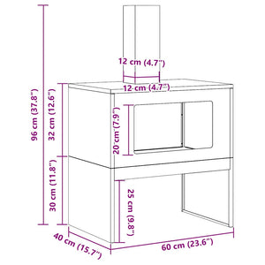 Feuerstelle Braun Wetterfeststahl 60x40x96cm