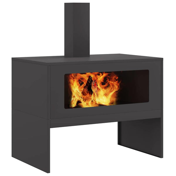 Feuerstelle Schwarz Stahl 80x50x96cm