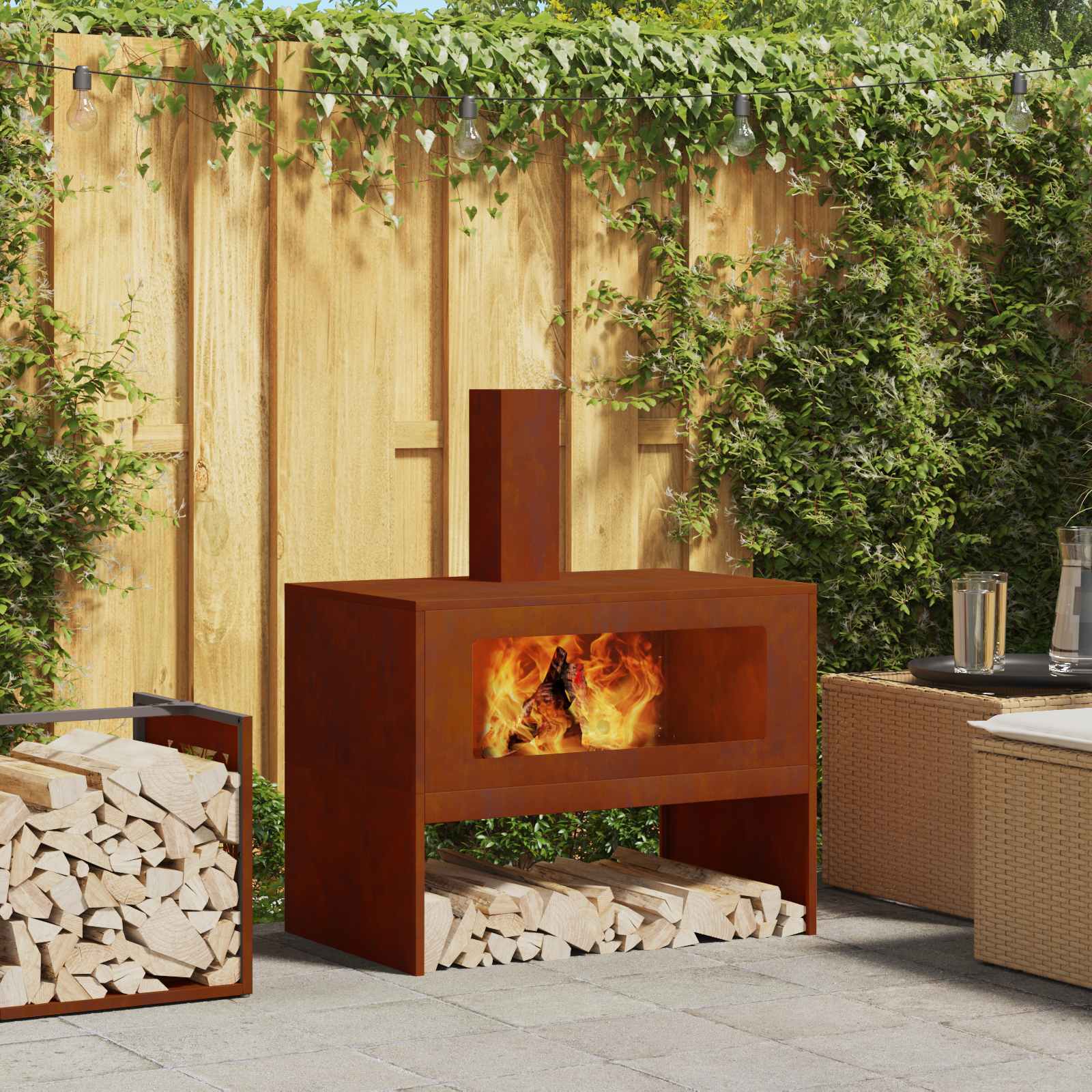 Feuerstelle Braun 80x50x96cm