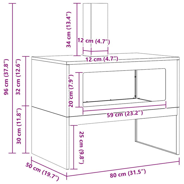 Feuerstelle Braun 80x50x96cm