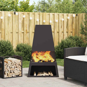Feuerstelle Schwarz Stahl 60x35x100cm