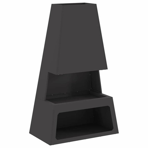Feuerstelle Schwarz Stahl 60x35x100cm