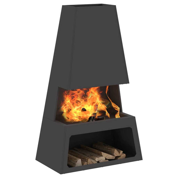 Feuerstelle Schwarz Stahl 60x35x100cm