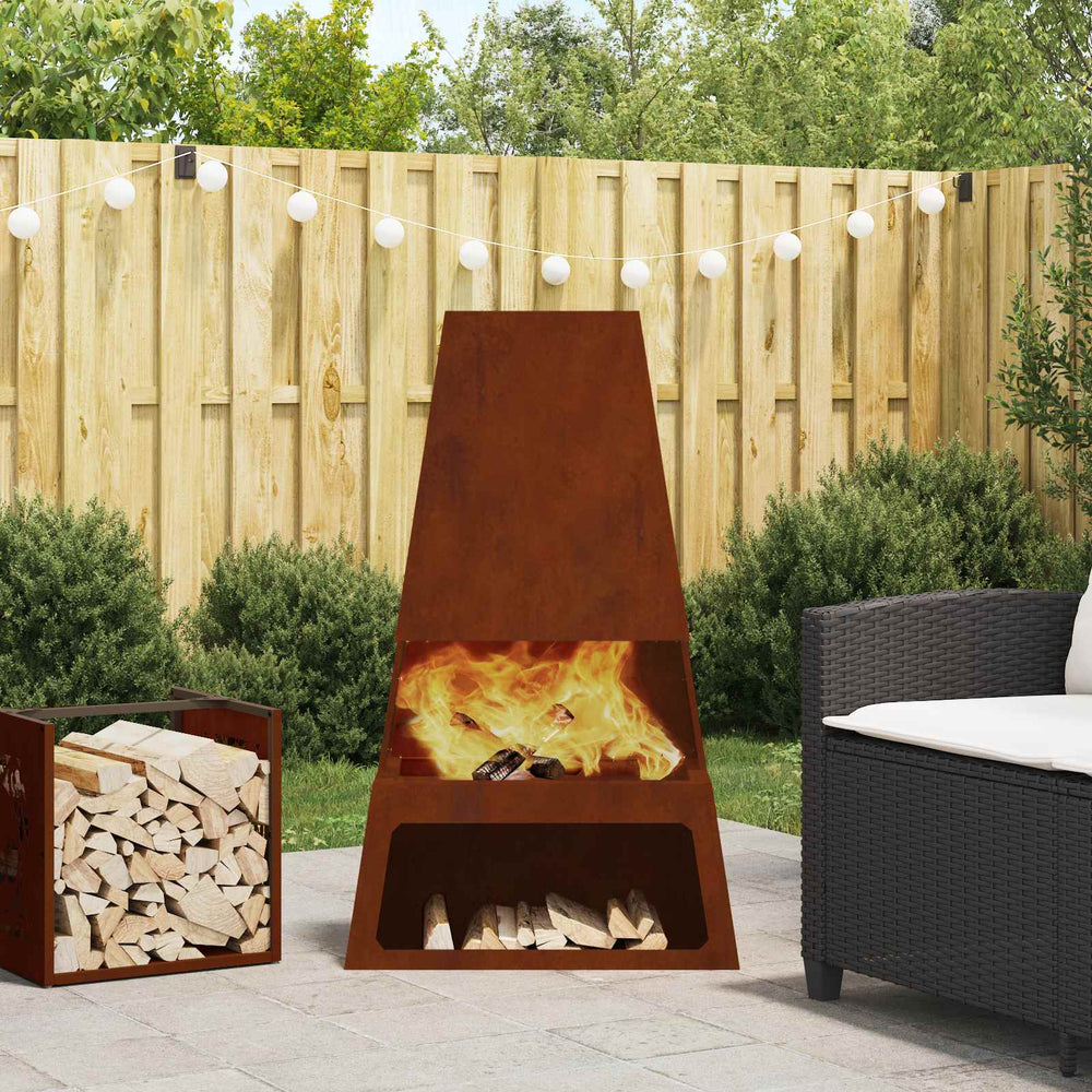 Feuerstelle Braun Wetterfeststahl 60x35x100cm