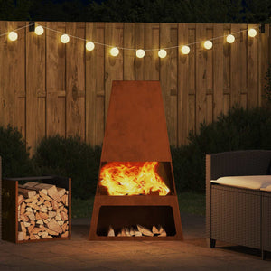 Feuerstelle Braun Wetterfeststahl 60x35x100cm