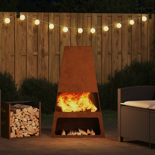 Feuerstelle Braun Wetterfeststahl 60x35x100cm