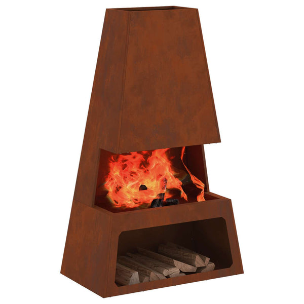 Feuerstelle Braun Wetterfeststahl 60x35x100cm