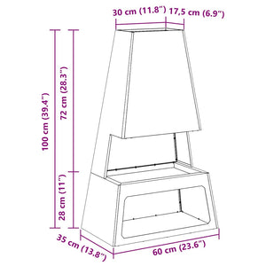 Feuerstelle Braun Wetterfeststahl 60x35x100cm
