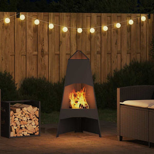 Feuerstelle Stahl Schwarz 50x50x95cm