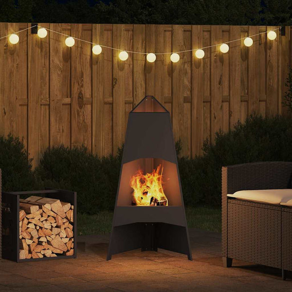 Feuerstelle Stahl Schwarz 50x50x95cm