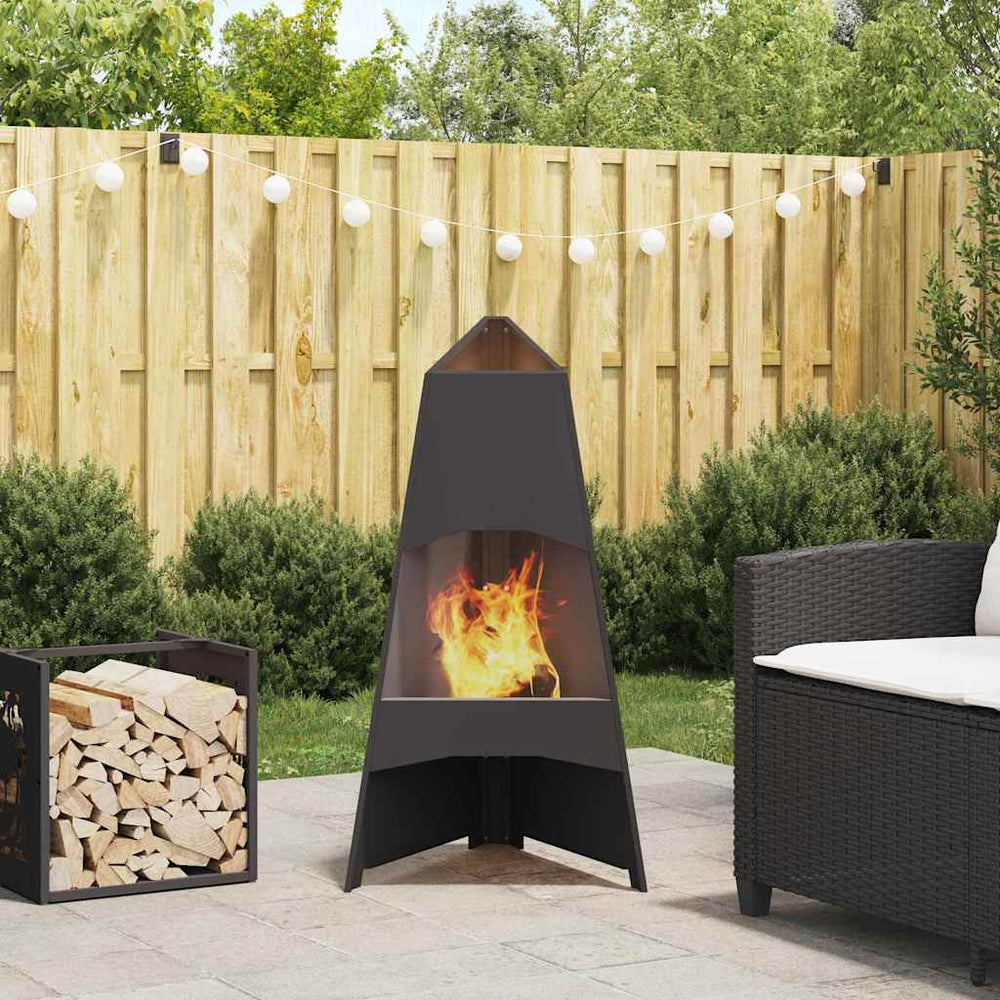 Feuerstelle Stahl Schwarz 50x50x95cm