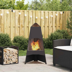Feuerstelle Stahl Schwarz 50x50x95cm
