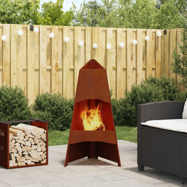 Feuerstelle Braun Wetterfeststahl 50x50x95cm
