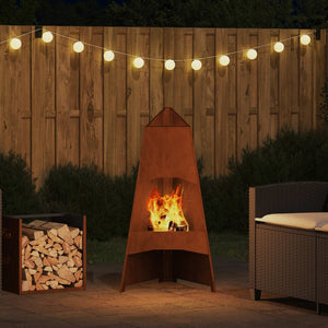 Feuerstelle Braun Wetterfeststahl 50x50x95cm