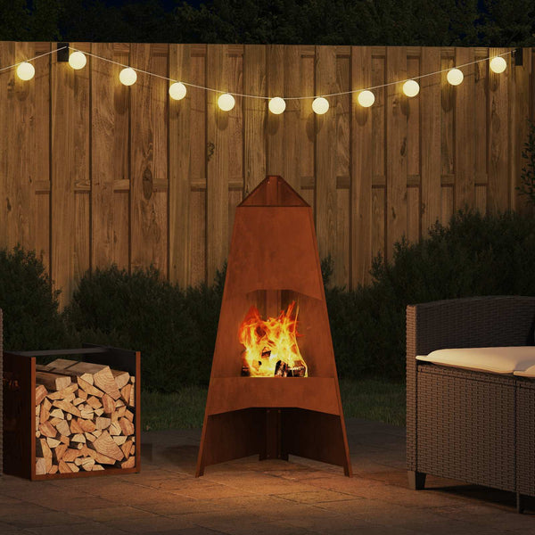 Feuerstelle Braun Wetterfeststahl 50x50x95cm