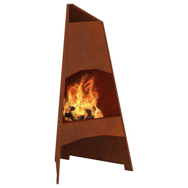Feuerstelle Braun Wetterfeststahl 50x50x95cm