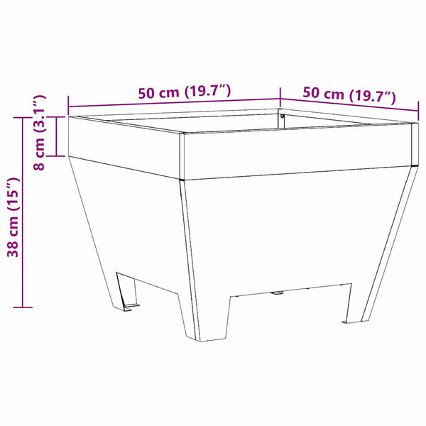 Feuerstelle Braun 50x50 cm aus Wetterfeststahl
