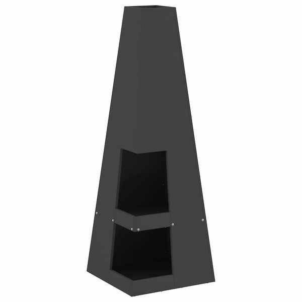 Feuerstelle Schwarz Stahl 35x35x100cm