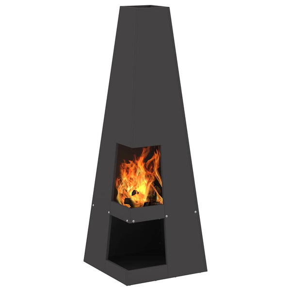 Feuerstelle Schwarz Stahl 35x35x100cm