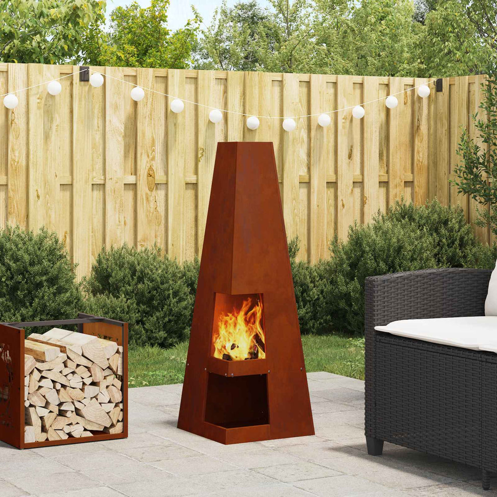 Feuerstelle Braun Wetterstahl 35x35x100cm